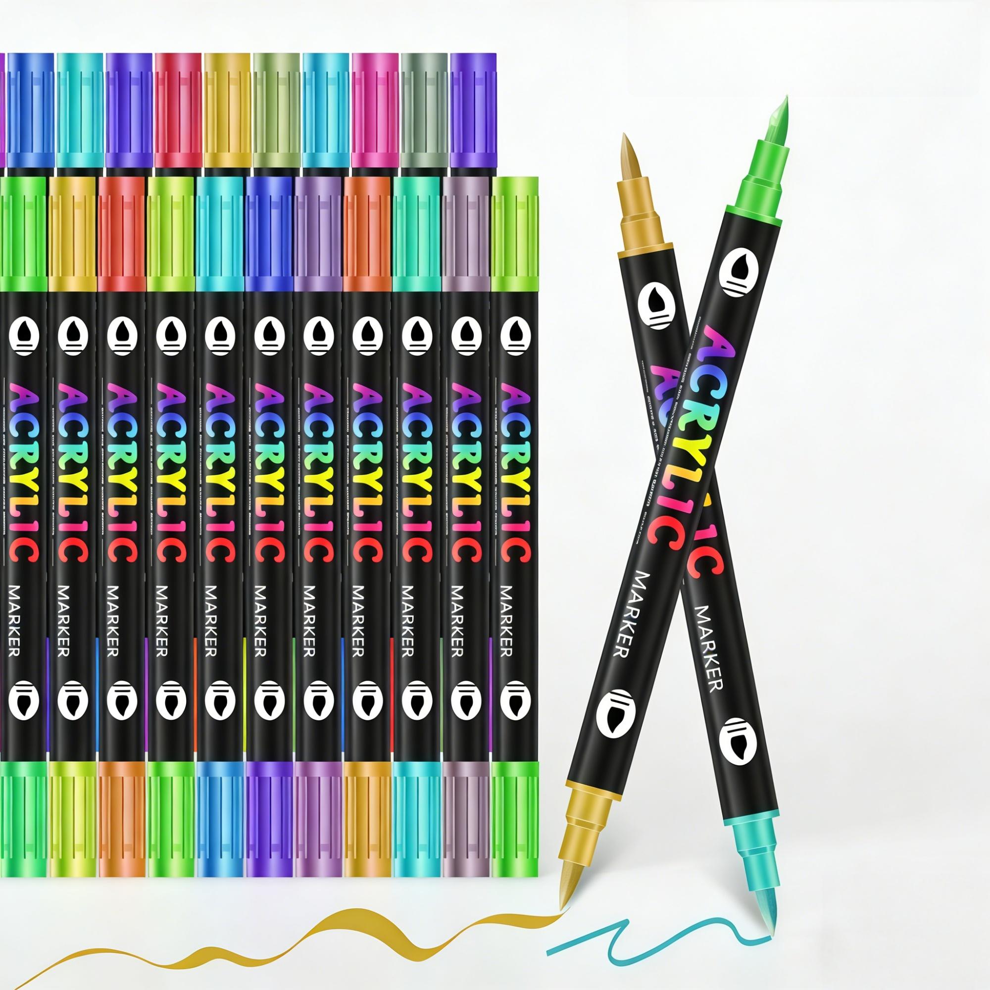 

6/12-Pack Dual-Tip Acrylic Markers (With Soft Brush Tip) — Acrylic Paint Pens, Ideal For Calendars, Planners, And Card Making