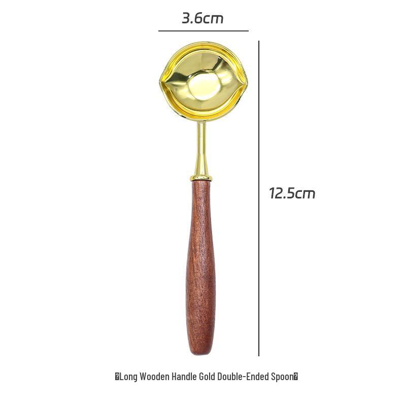 Double-Headed Wax Seal Spoon with Gold & Rose Gold Handles – Wax Melting Accessory for Sealing Stamp.