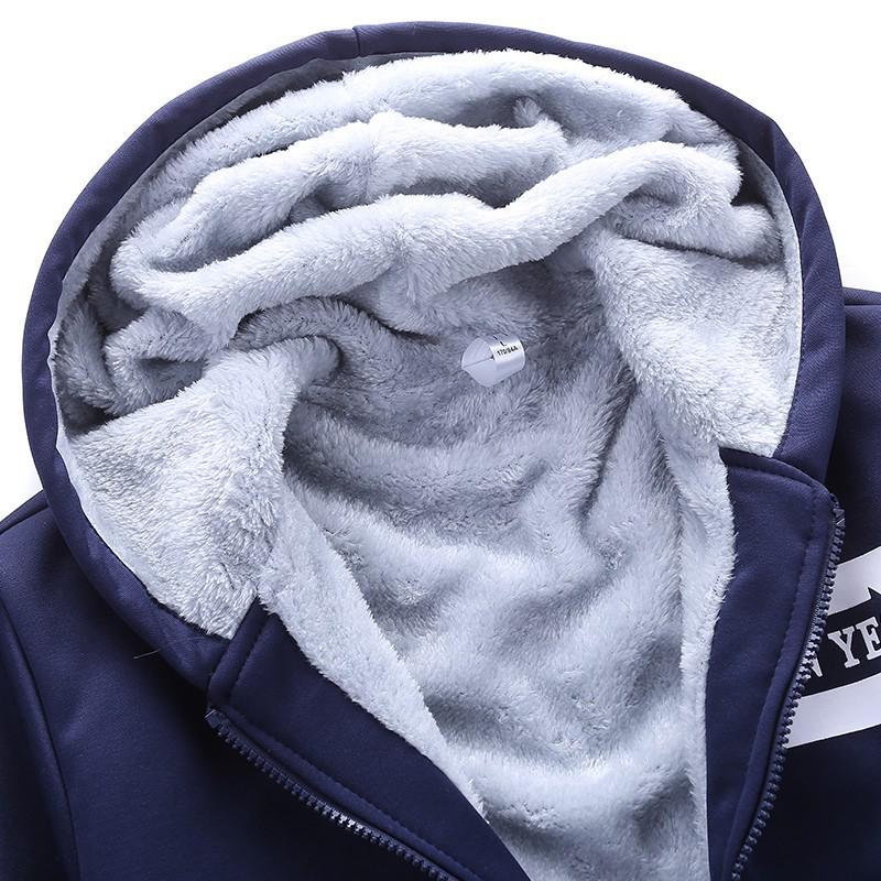 Men's Korean Style Winter Fleece-Lined Casual Sports Suit - Hooded, Long-Sleeved Two-Piece Set