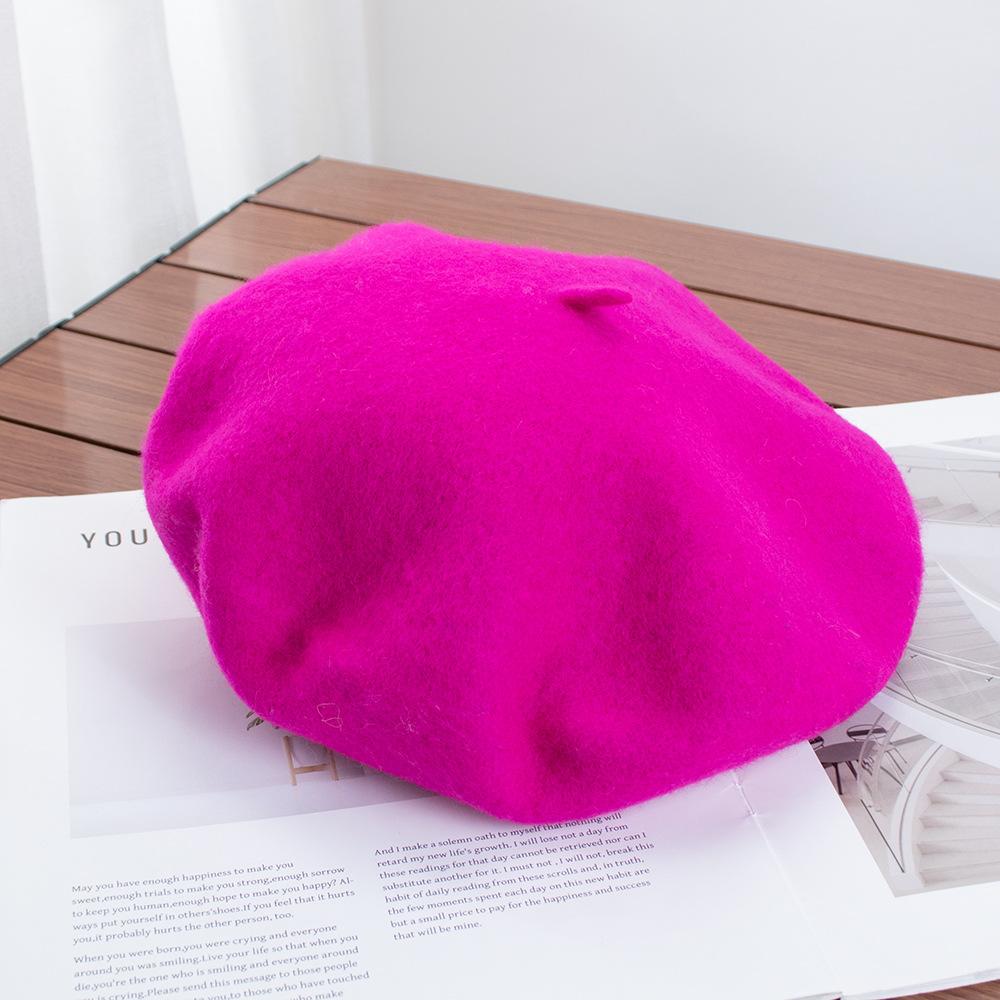 Berretto Donna Britannico Vintage Autunno e Inverno Lana Pittore Cappello Signora Cappello Bocciolo Versatile Tendenza ins