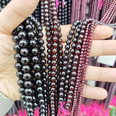 Natural Mozambique Garnet Wine Red Round Beads for DIY Jewelry Making
