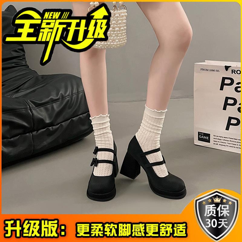 French Versatile Retro Bow Small Leather Shoes Women's 2024 New White Summer Platform Thick Heel High Heel Mary Jane Shoes