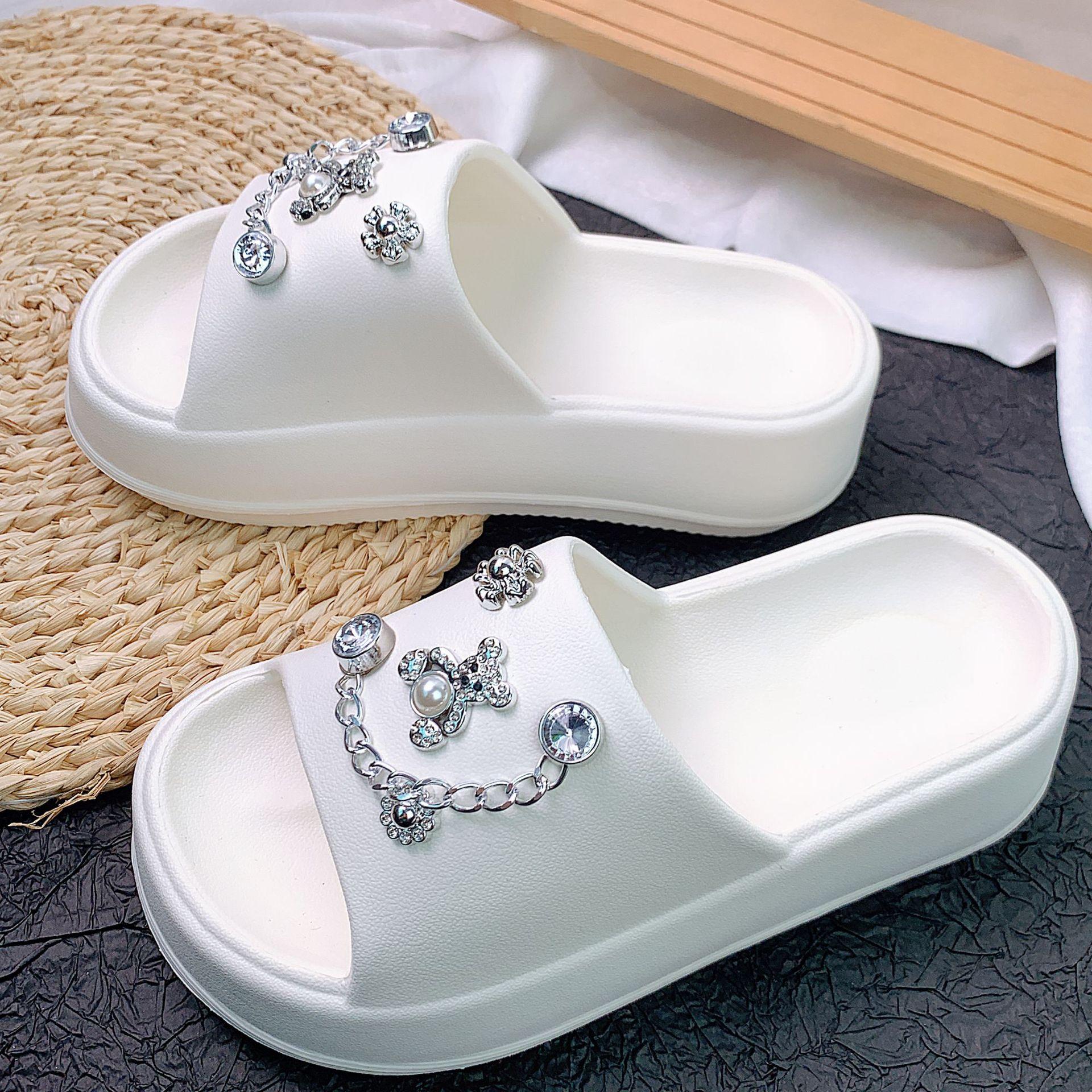 

Маффин крутые тапочки женские летние милые стразы водяной медведь платформа пляжная повседневная обувь 40/41