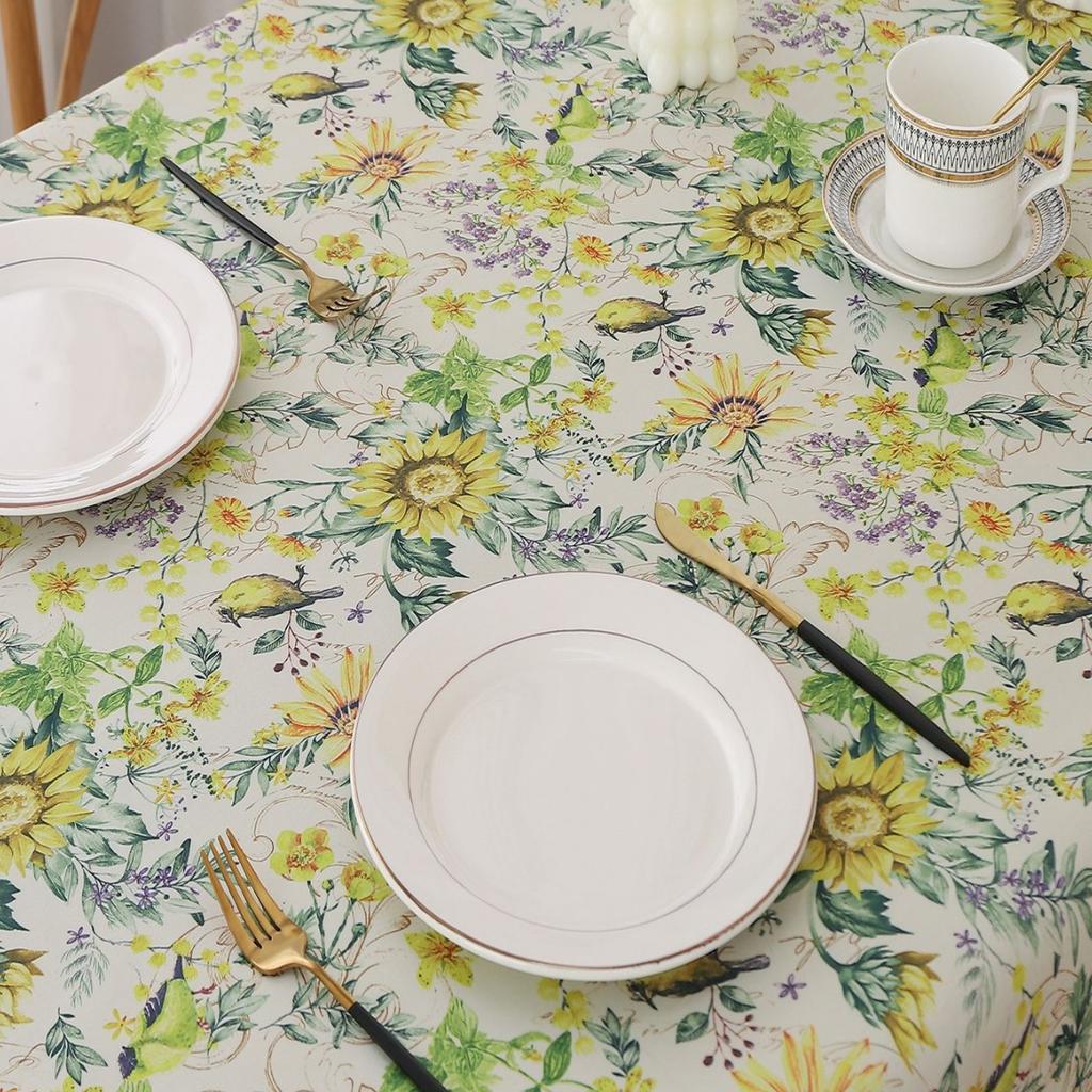 Premium Sunflower Tablecloth Leave-In Waterproof, Oil-Proof And Anti-Scalding Dining Table Cloth Table Mat Coffee Table Mat Rectangular Tablecloth
