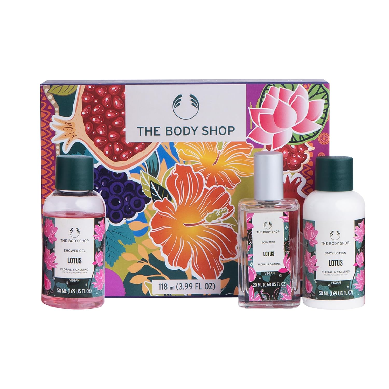 The Body Shop Lotus Shower Gel Body Lotion Body Mist Gift Set Hydrating Floral Bath Essentials