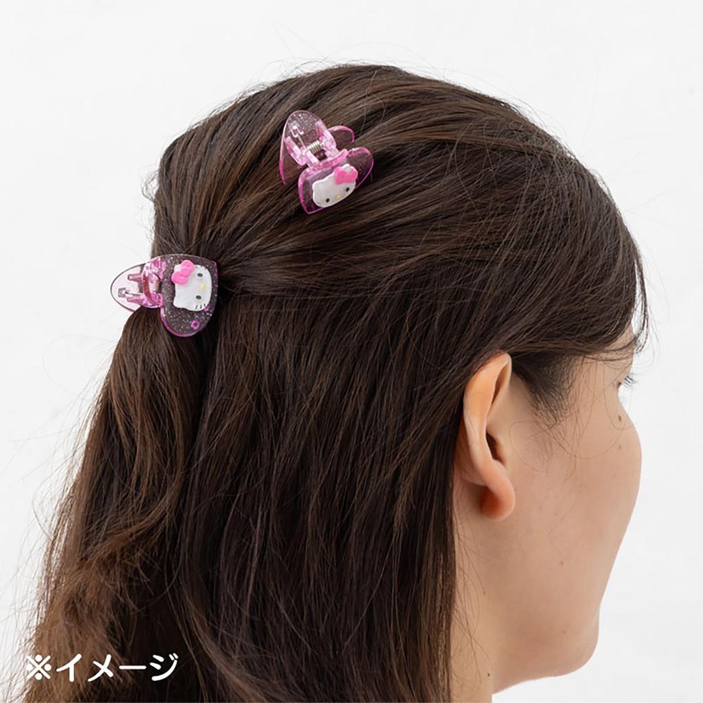 Sanrio Mini Hair Set of Hello Silver ABS Ages 3 and 159034 Clips, 4, Kitty, Resin, Up,