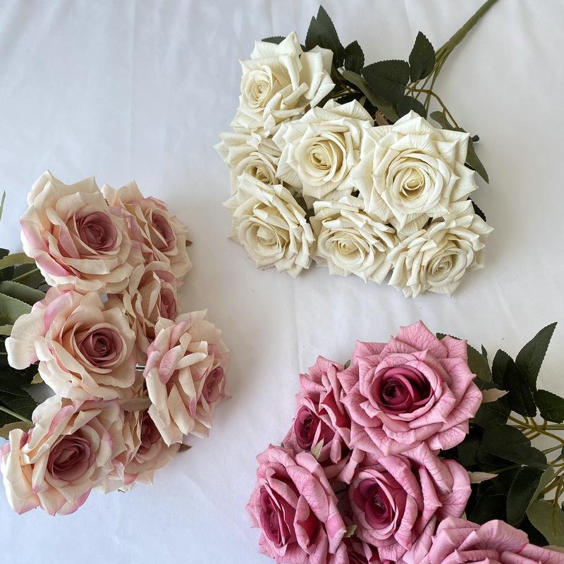 41CM 7 Forks Silk Screen Rose Artificial Flower Wedding Living Room Decoration Road Guide Bouquet, Artificial Flower