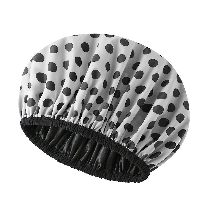 Cuffia da doccia impermeabile per bagno Cuffia per capelli elastica per cappello da bagno addensata per donna Bellezza Parrucchiere Dot Prodotti Accessori per il bagno