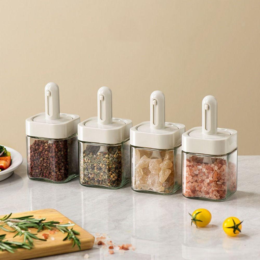 3Pcs Leakproof Glass Seasoning Bottle Sealed Spice Jar Multifunctional Sugar Storage Pots for Home