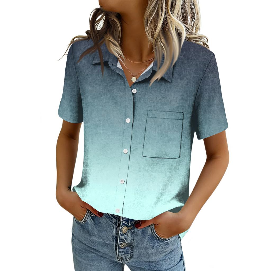 Chemisiers pour femmes à manches courtes boutonnés Chemises Business Casual Élégants Hauts de travail Vêtements d'été et de printemps