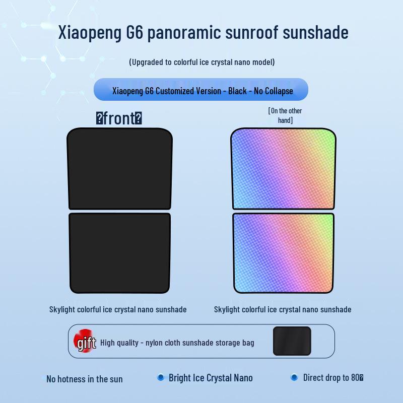 XPeng 23 G6 Sunroof Ice Crystal Sunshade: Heat Insulation, Sun Protection, Privacy Shield, Opaque