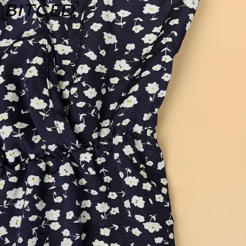 BITCED Plus Size Women's Sun Dress Summer Floral Short-Sleeve Wrap V-Neck A-Line Dress
