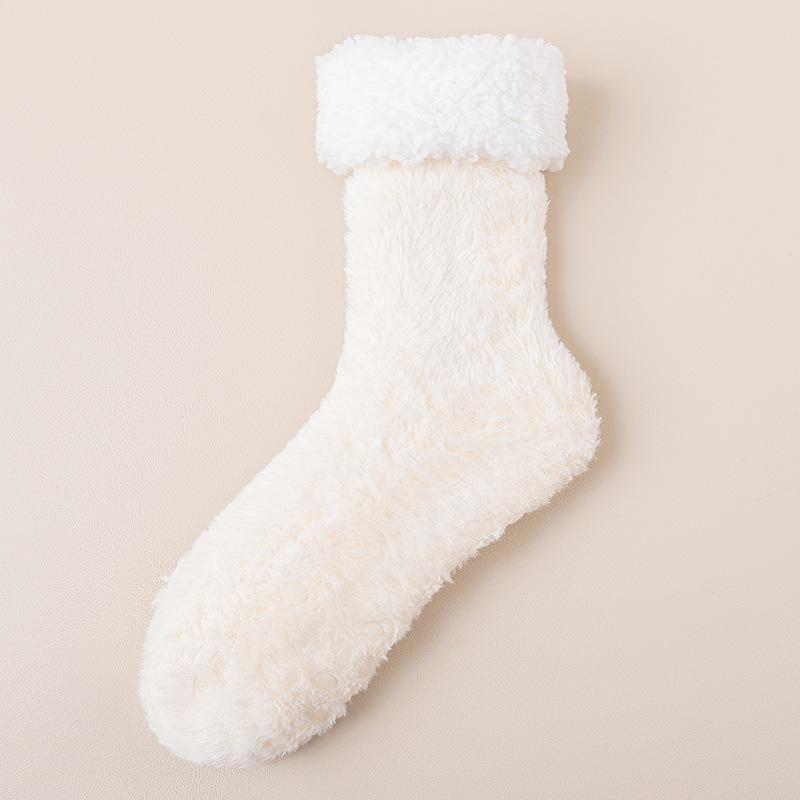 Damen Plüsch Mid-Tube Anti-Rutsch Socken für Herbst & Winter - Warme, Dicke, Haus-, Schlaf- & Wochenbett-Socken