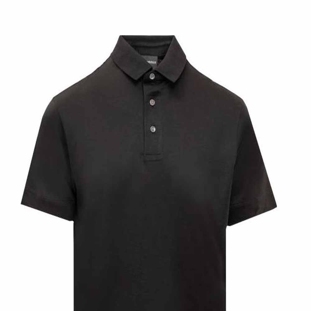 Emporio Armani SS23 Button Letter Logo Embroidered Short Sleeve Polo Shirt Men tops Black 3R1F761JUVZ0999