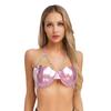 S-XXL Women‘s Glitter Mermaid Bikini Top: Halter Neck with Pearl Chains, Shell Shape & Light Padding for Beach Party