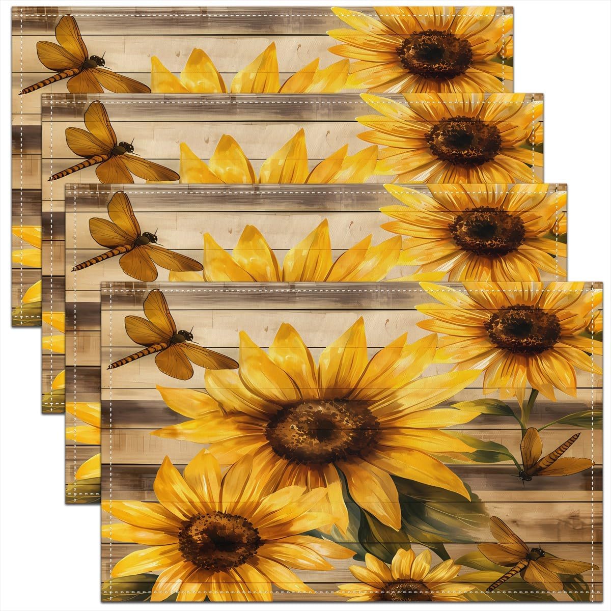 

Sunflower Placemats of 4 for Kids Girls Floral Print Placemat for Kitchen Dining Table Decor Indoor Outdoor 18 x12 4pcs-12x18