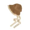 Women's Summer Lace Ribbon Straw Panama Hat Anti-UV Woven Cap with Ponytail Holder Sunshade Beach Outdoor  Visor