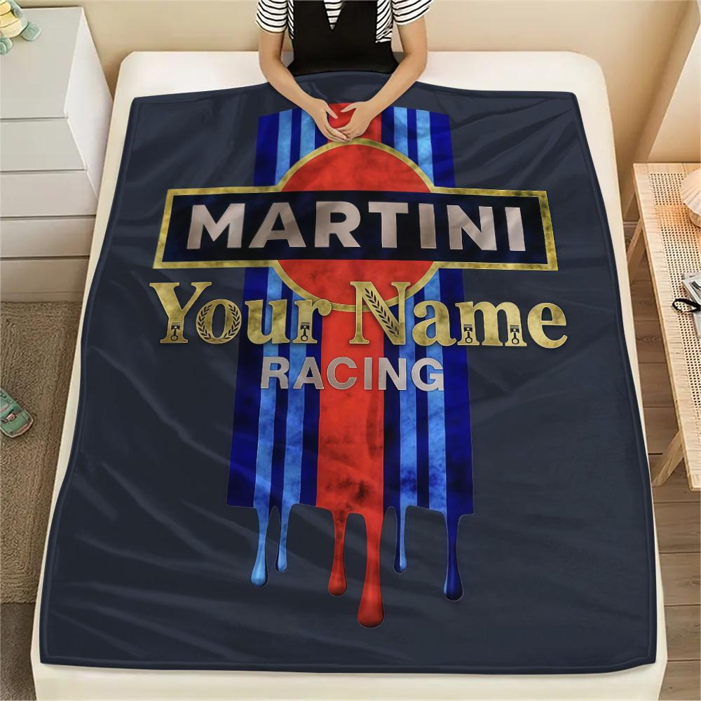 1PC Martini Custom Name Patterned Flannel Blanket Suitable For All Seasons For Home Decor Warmth And Comfort Gifts Holiday Present