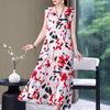 Abito lungo da donna taglie forti Abito estivo casual elegante senza maniche con stampa vintage per donna