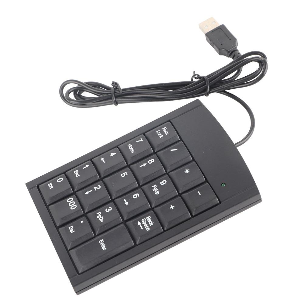 Black 19 Key USB Numeric Keypad Plug and Play Mini Size Number Keyboard Portable Numeric Keypad Accounting