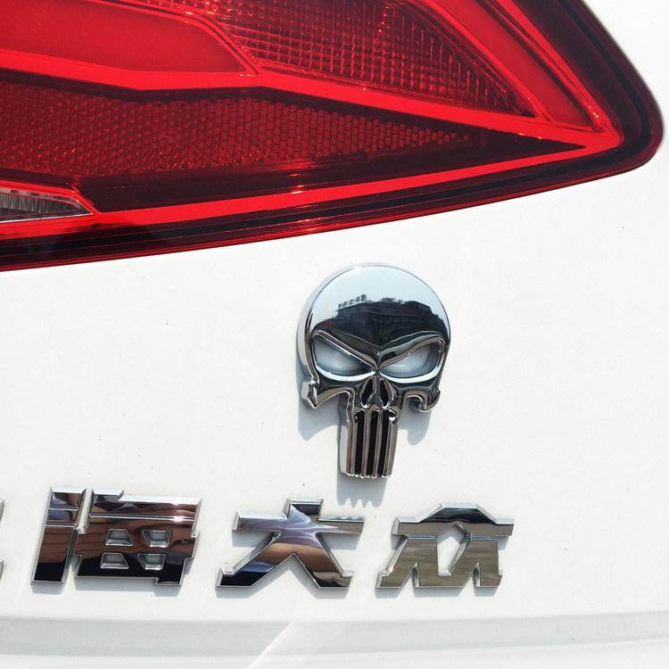 1PC 3D Metal Punisher Skull Skeleton Head Emblem Sticker Modified Scratch Fuel Tank Sticker Decoration Car Accessories