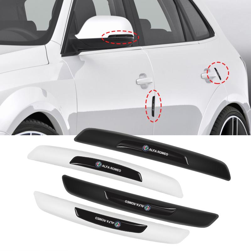 ZHA3 4PCS  Rubber Anti Collision Strip Car Door Rearview Mirror Protector Stickers For Alfa Romeo 4C 159 Spider Giulia Giulietta 156