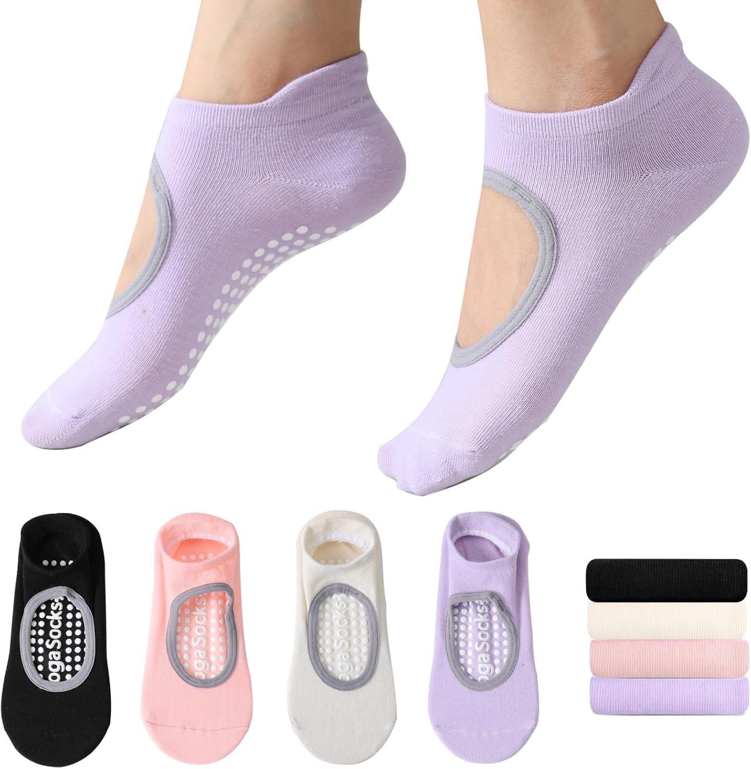 

Menetop Pilates and Yoga 2 with and Perfect for and Exercise Sizes Purple Light Women s Socks, Pairs, Non-Slip Silicone, Breathable, Durable,
