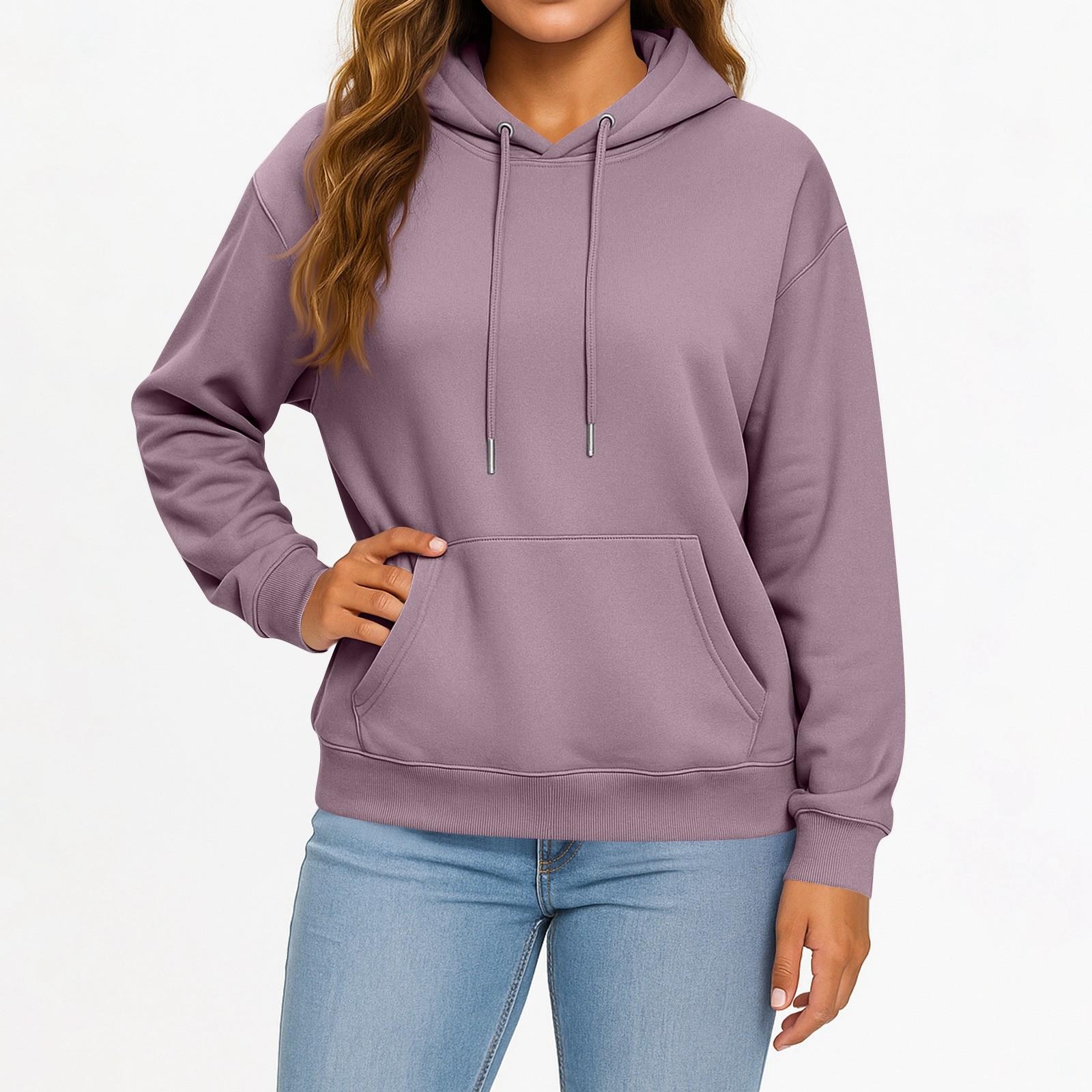 

Женский и мужской модный однотонный пуловер с капюшоном и длинными рукавами и карманами, повседневный взрослый свитшот-топ XL