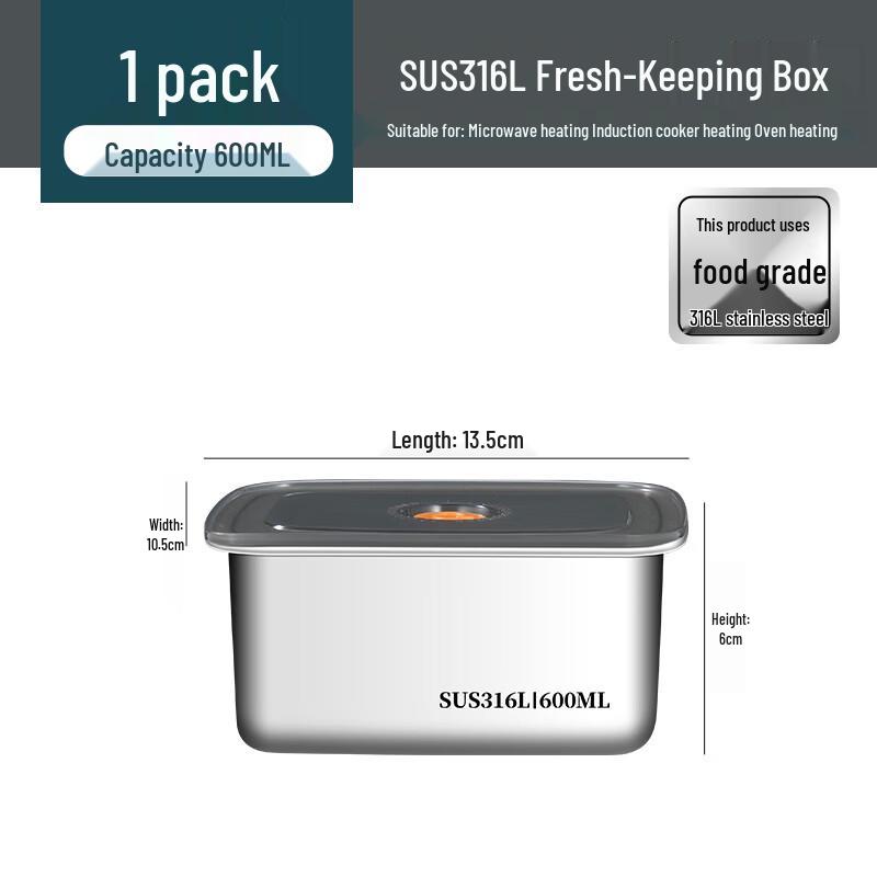 316 Stainless Steel Food Storage Container with Lid