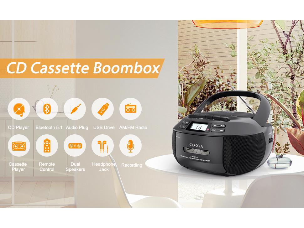 Grenzüberschreitende Bluetooth Boombox: CD/USB/Radio/MP3-Player