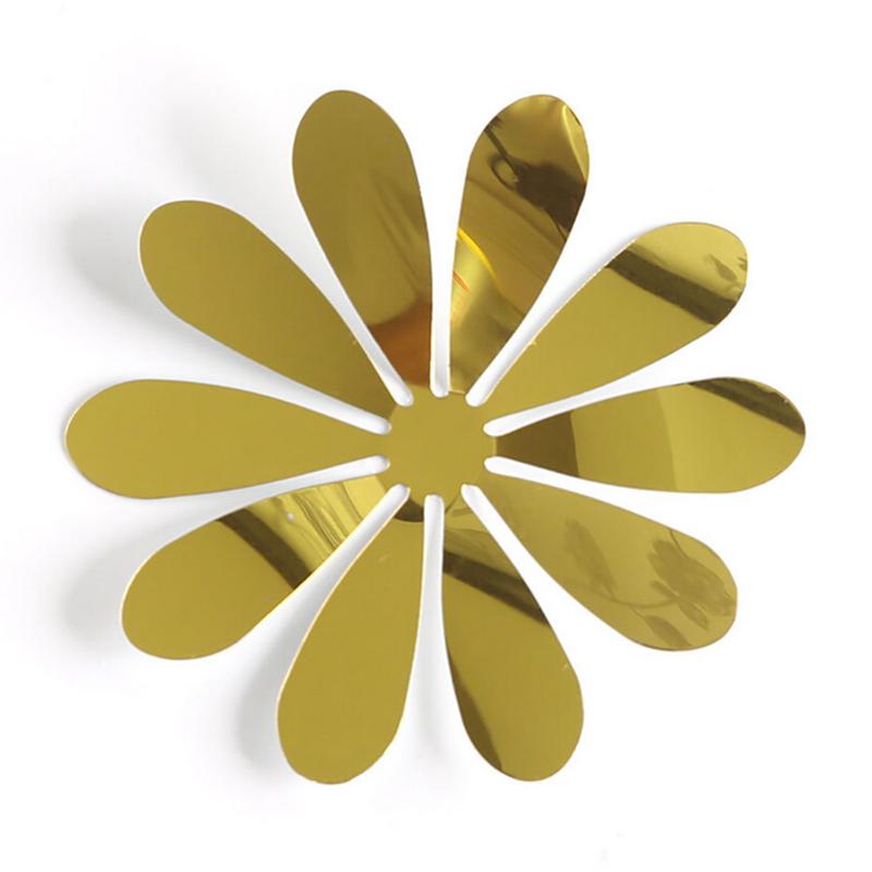 12 Pcs/Set New 3D Mirror Flower Wall Stickers Goldbuy at a low prices