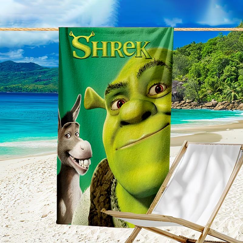 Ultra-weiches Strandtuch mit Shrek-Thema, ideal für Pool - Camping, Tauchen - Perfekter Reisebegleiter, Lebendiges Strandtuch.