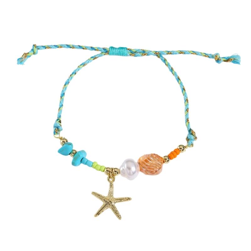 

Beach Jewelry Ceramic Starfish Bracelet Adjustable Braided Cord With Shell Fish Charm Oceanics Inspire Gift Ideas