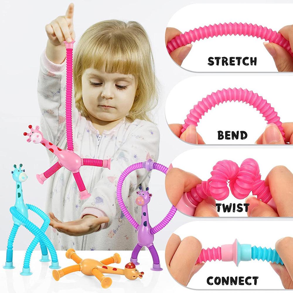 Telescopic Giraffe Toy Sensory Tube Toddler Giraffe Pop Out Arm Toys Stress Relief Autism Fidget for Kids Party Favors Pop Tubes