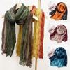 Winter Scarf For Women Cotton Hemp Gradient Blue Autumn Winter Retro Versatile Printed Women's Long Fold Shawl Elegant Bandana