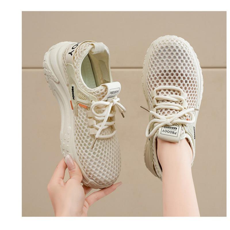 Korean Style Women Breathable Hollow Out Mesh Thick Sole Casual Sports Sneakers