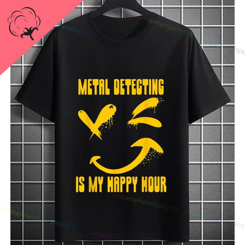 Funny Metal Detecting Is My RetireUnisext Plan Slogan Metal Detectors Graphic Tshirt Short Sleeve 100 Cotton Casual Tee