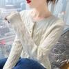 Women's Cashmere Round Neck Cable Knit Cardigan - High-End, Fashionable, Versatile Sweater for Autumn/Winter