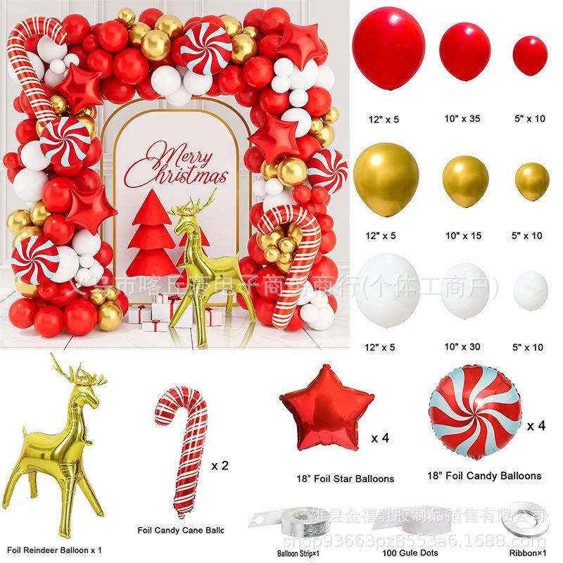 Weihnachtsballon-Set, Zuckerstange, Elch, Lebkuchenmann, Kranz, Gewölbte Partydekoration