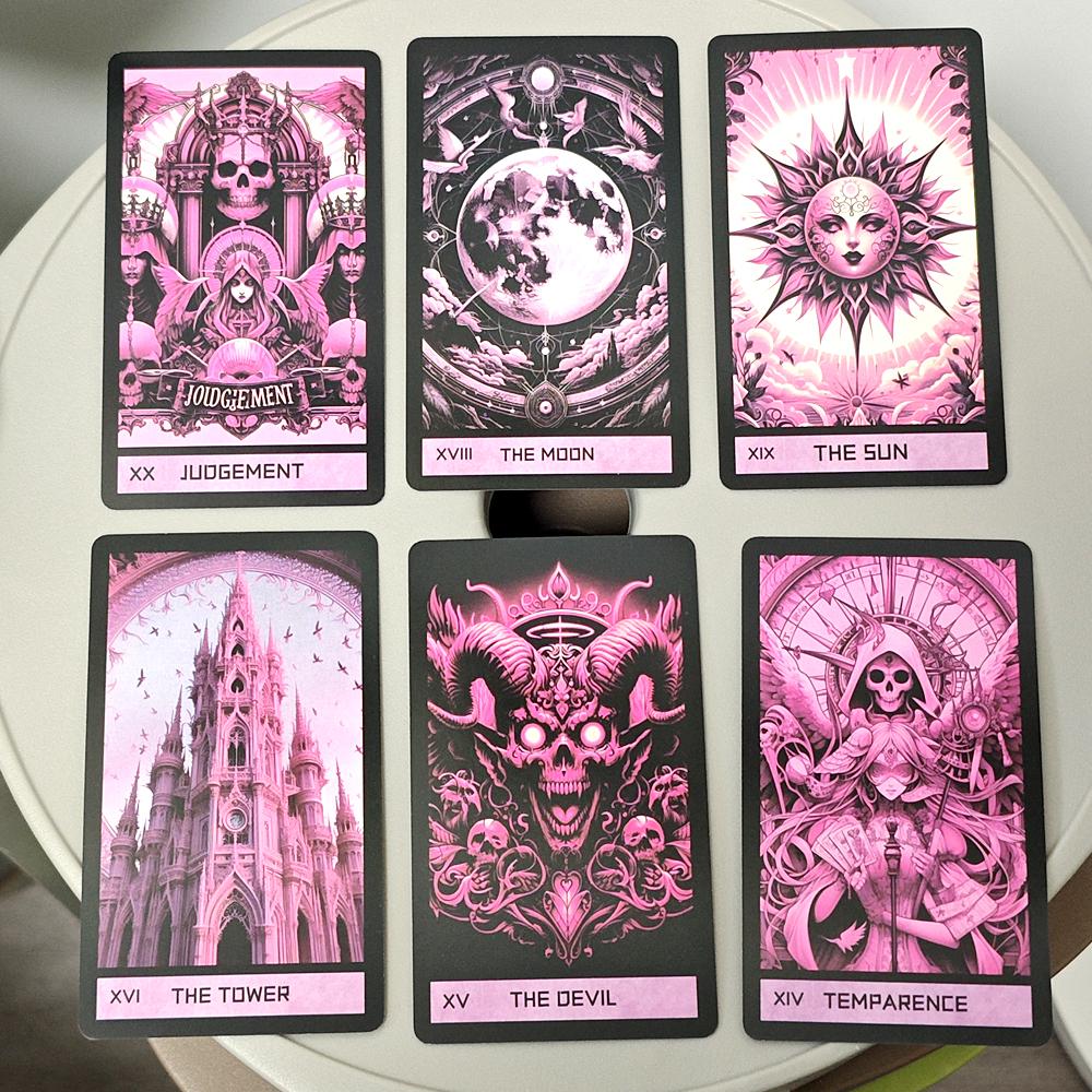 Pink Gothic 10.3*6cm Themed 78 Pcs Tarot Cards