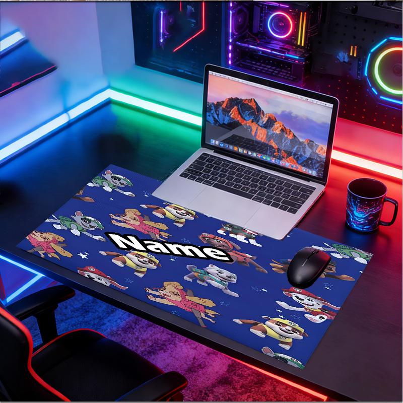 Custom Name Personalized PAW Patrol Pattern Mousepad, Laptop PC Desk Mat, Decorative Desk Mat for Home Keyboard Pad Gift