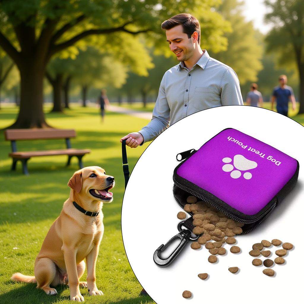 Polyester Dog Training Treat Pouch with Zipper Closure Portable Pet Snack Bag for Walking Training