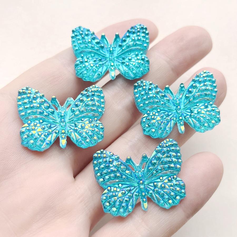 New 30*23mm  AB color Resin Butterfly Rhinestone diy hair accessories Flat back Scrapbook Flat back wedding decoration 10pcs/lot