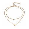 European and American New Clothing Accessories, Simple, Fashionable and Compact Peach Heart Double-layer Oval Bead Collarbone Chain Women's Necklace