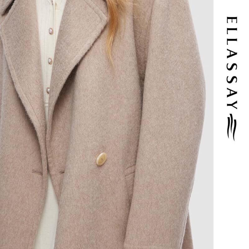 ELLASSAY Women's Classic Lapel Wool Blend Coat