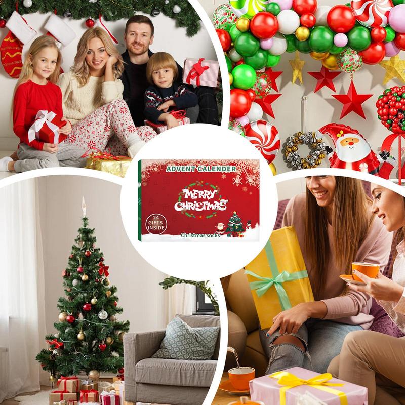 2025 Christmas Socks Advent Calendar kit 24 Days Of Cotton Socks Different Pattern For Adults Advent Box holiday Gift