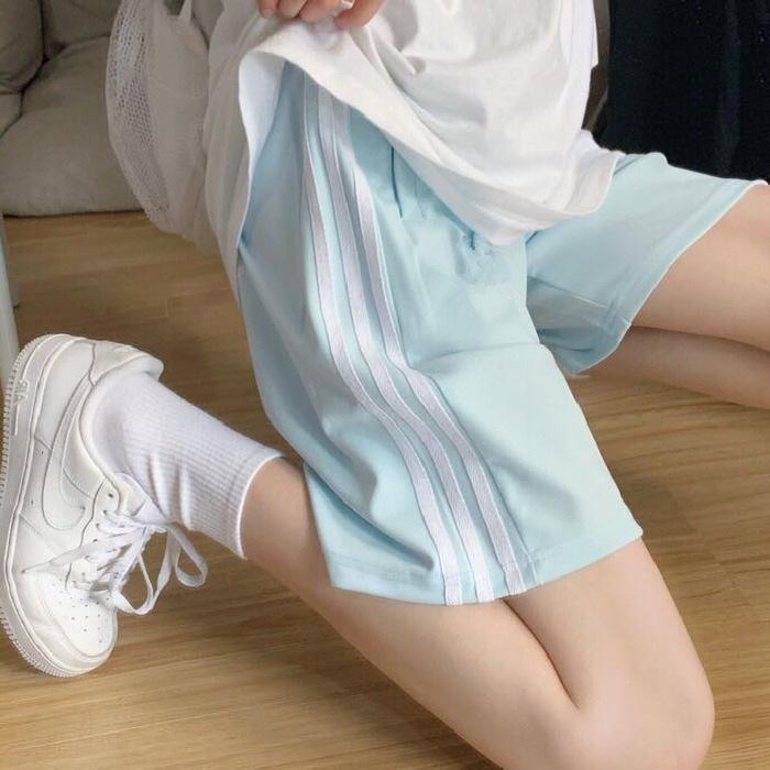 2022 Women's Korean Style Slim Fit Wide-Leg Cotton Sports Shorts for Summer