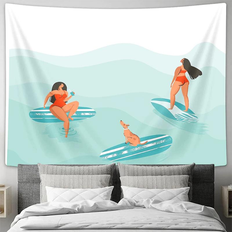Ocean Wave Surfing Tapestry Beach Vibes Wall Hanging Aesthetic Room Decor Hippie Coastal Home Decor Gift Summer Vibes Travel The