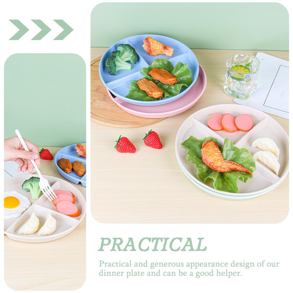 4 Pcs Fat Reduction Plate No Harm Loss Compartment Tray Ceramics Supplementary Food Diet Plates Divided