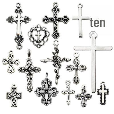 15 Mixed Crosses DIY Jewelry and Clothing Pendant Set